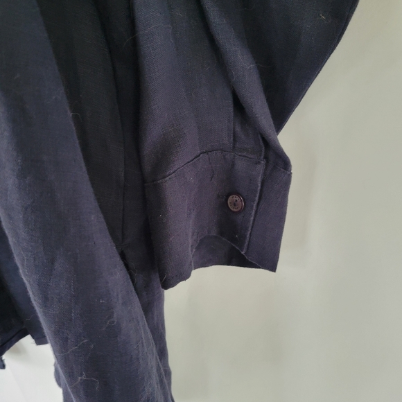 Linen Marsh Landing Navy Blue Blouse NWT 3X - Picture 7 of 8